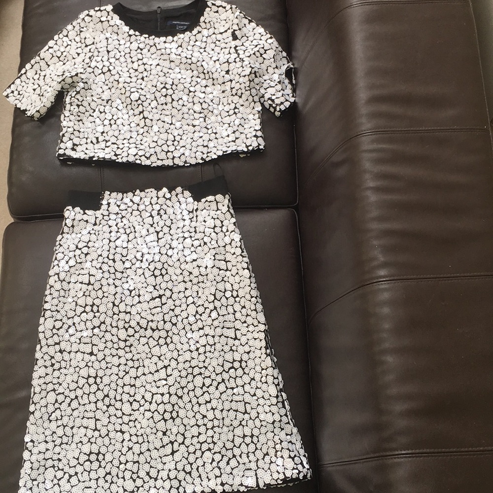 Sequin crop top and midi skirt